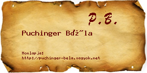 Puchinger Béla névjegykártya